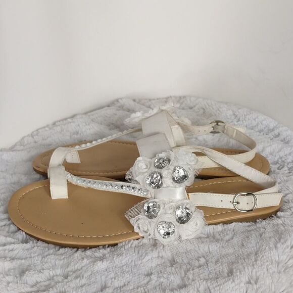 Madeline Stuart Rhinestone Studded Woman's Toe Sandals - Picture 1 of 8